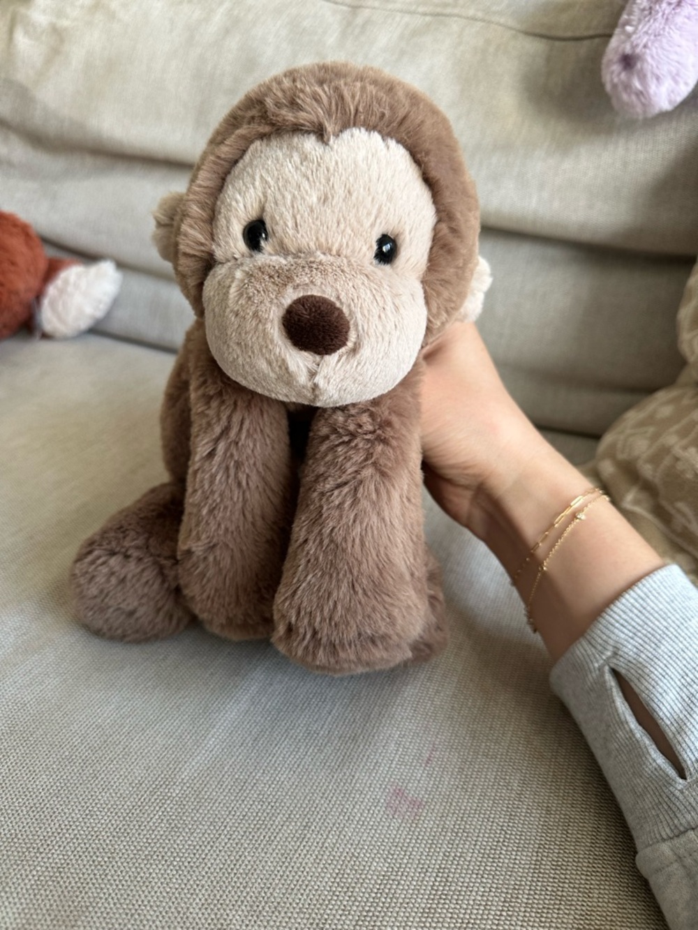 Jellycat Smudge Monkey Plush in Light Brown